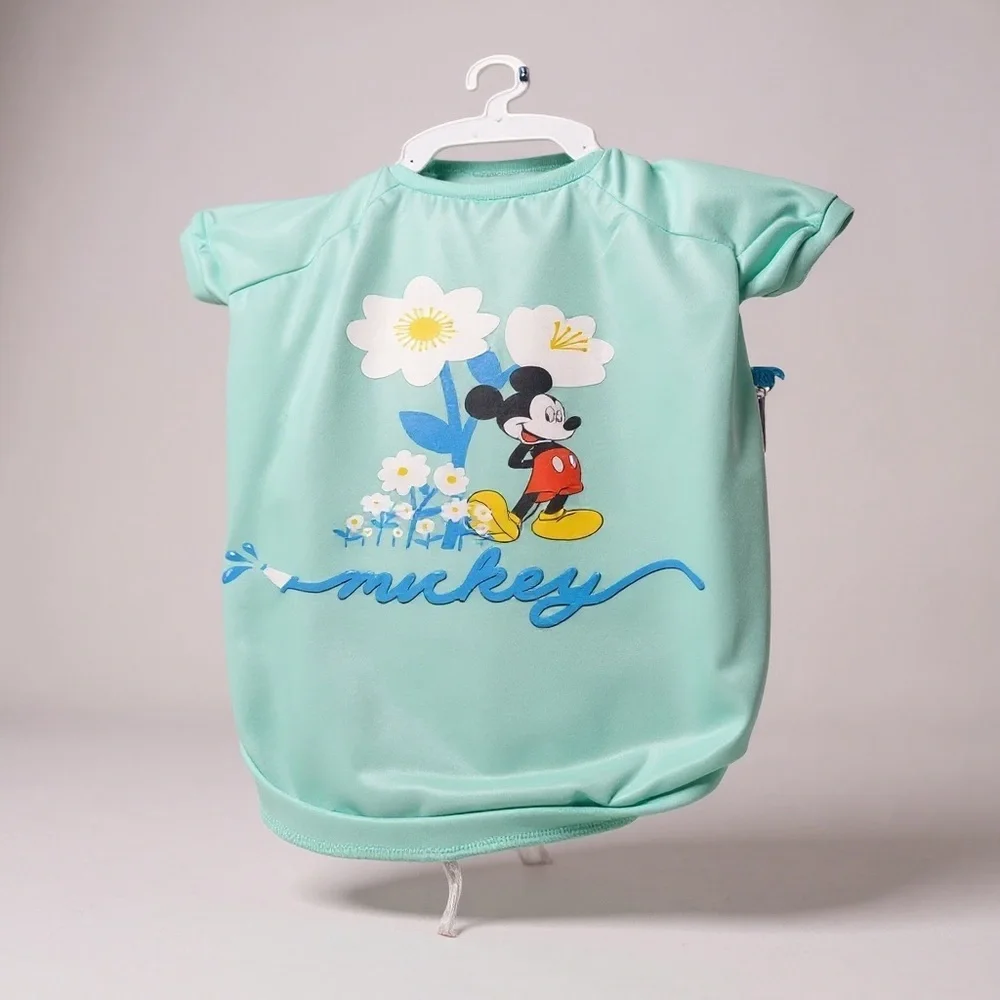 Disney Mickey Light Green Dog Tee with Fun Character Design